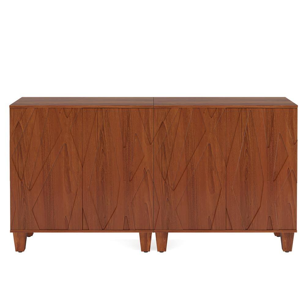 Back. Kadyn - Kadyn Sideboard Buffet Cabinet,Kitchen Storage Cabinet,55" Storage Credenza Cabinet with Solid Wood Legs,Brown - Brown.