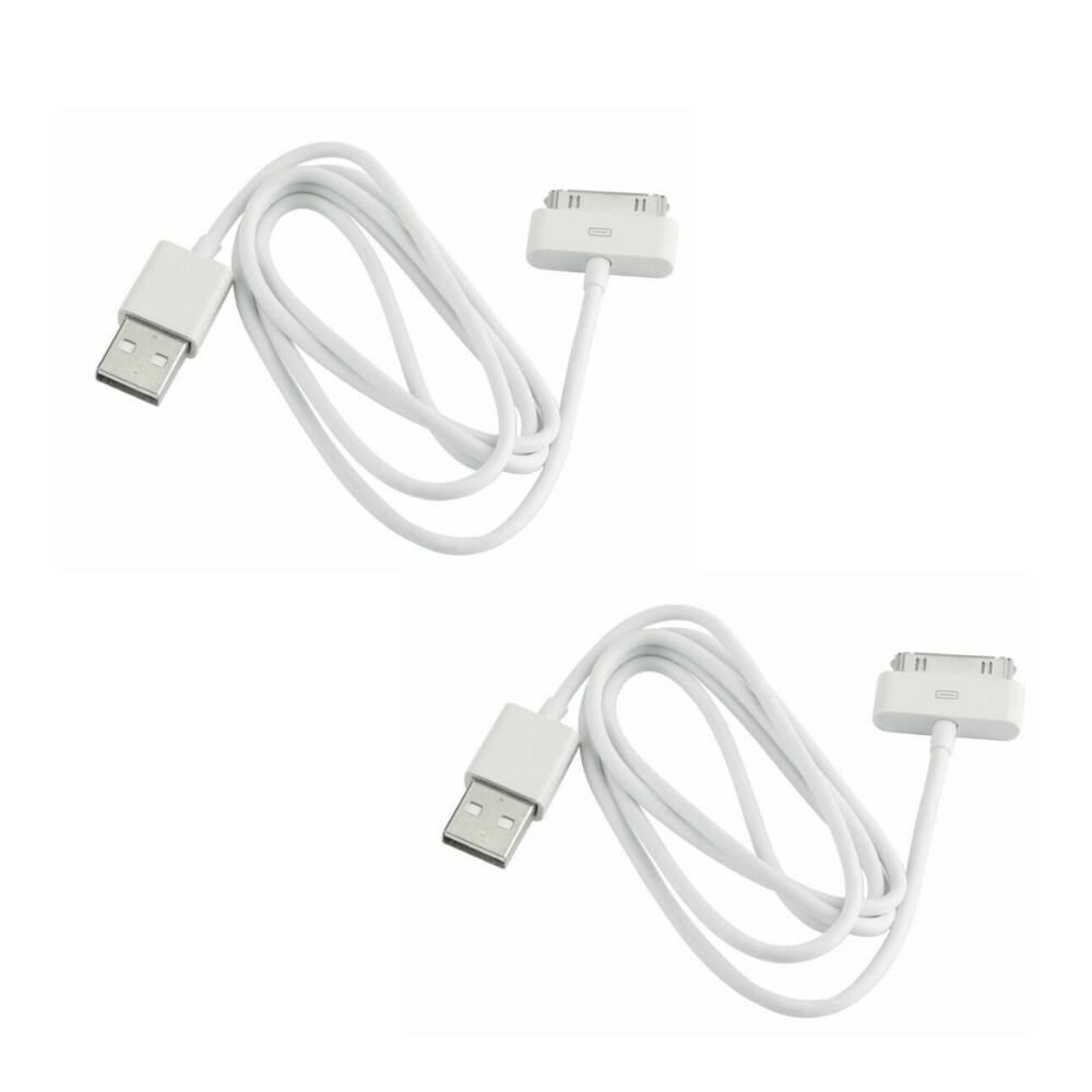 Front. Qixxronics - 2pcs 3FT 30-Pin USB Charger Cable for iPhone 4s,Sync and Charging Data Cable for iPhone 4/4S/3G/3GS, iPad 1/2/3 - White.