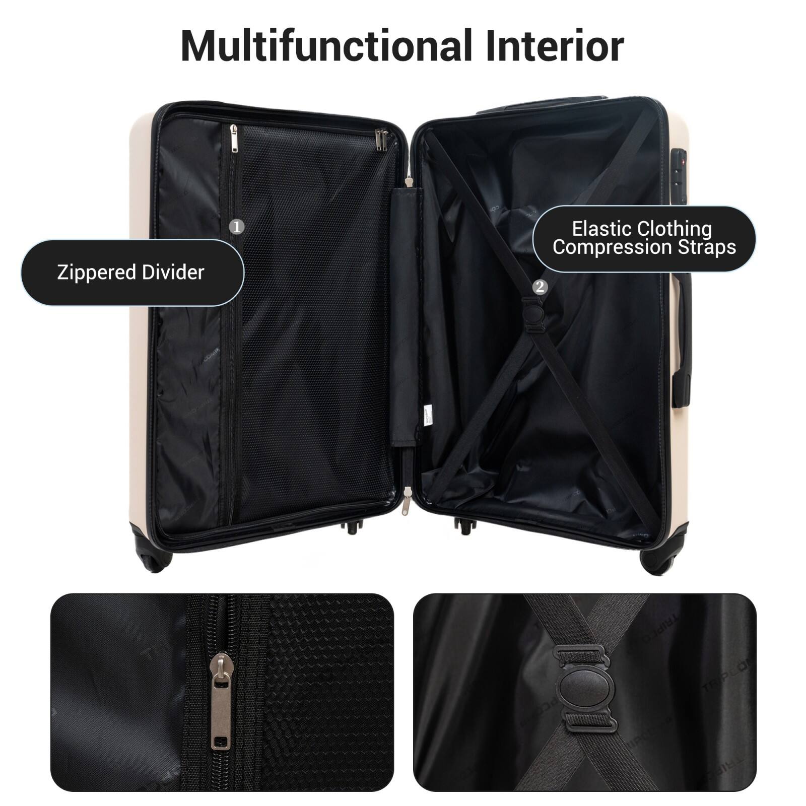 Multifunctional Interior

- Zippered Divider
- Elastic Clothing Compression Straps