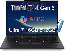Lenovo - Upgraded - ThinkPad T14 Gen6 14" FHD+ Business Laptop - Intel Core Ultra 7 with 16GB Memory - 512GB SSD - Windows 11 Pro - Jet Black