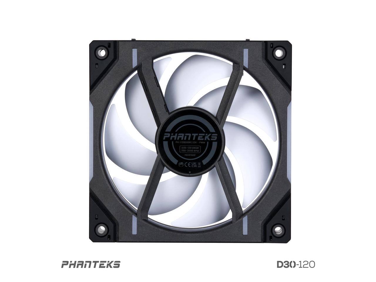 Phanteks D30 120 DRGB PWM Fan, Reverse Airflow, ARGB/DRGB, Daisy