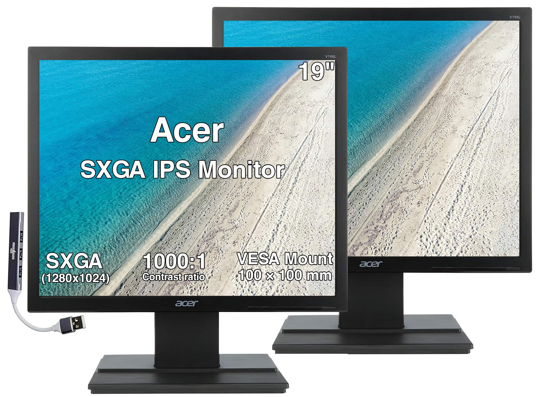 "Acer - 19"" SXGA IPS Monitor, 5ms Response Time, Anti-Glare, 250 nits Brightness, VESA Mount, VGA, HDMI & DKZ Hub, 2 Pack - Black" price history on PriceWatchPro