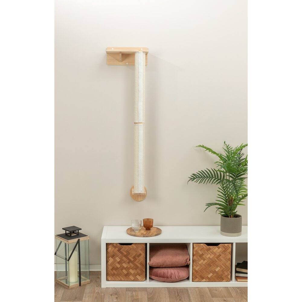 Angle. TRIXIE - Wall Set 1 Wall Mounted Sisal Cat Scratching Post with Ledge - Natural/White.