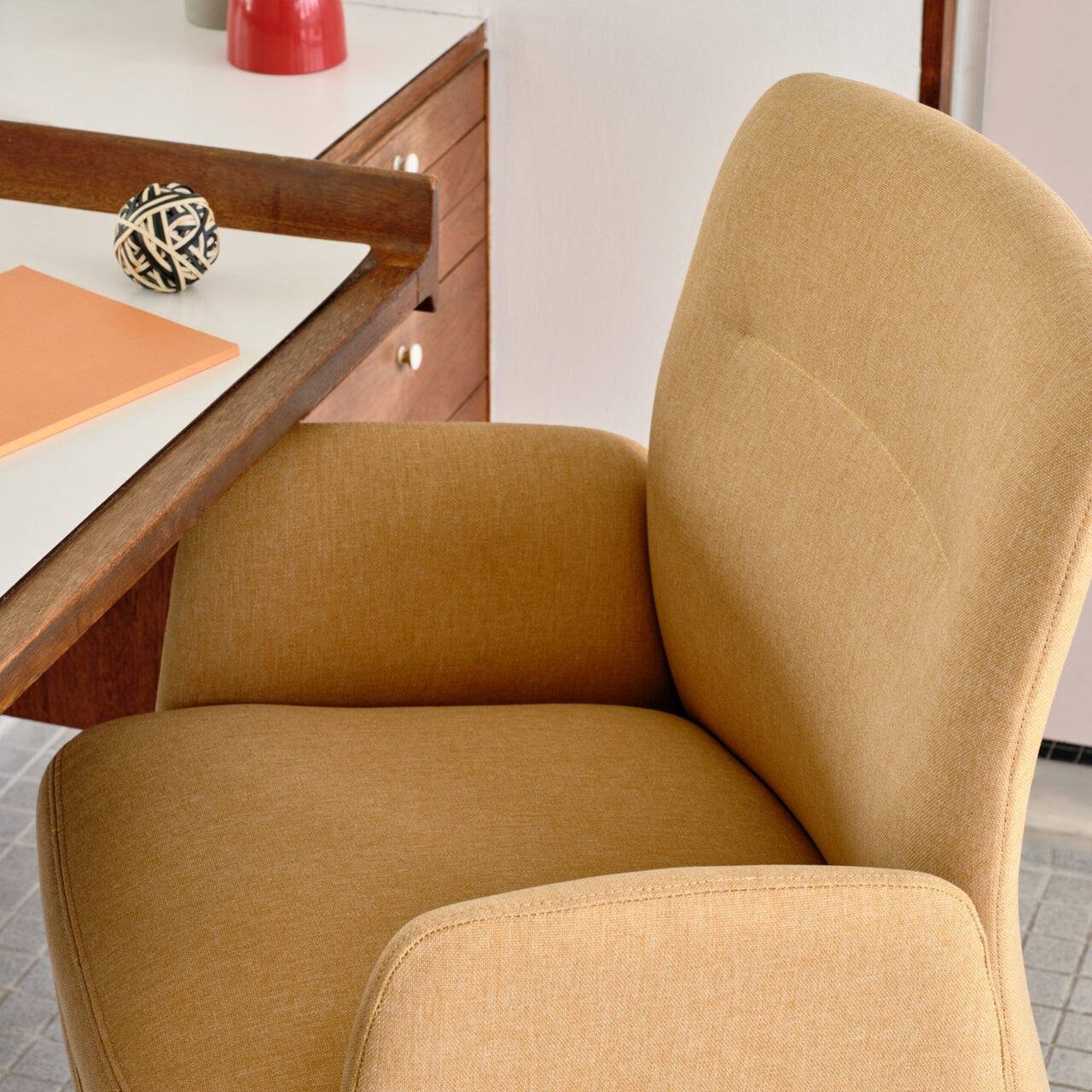 Alt View 1. Branch Furniture - Branch Softside Mid-Century Modern Mid Back Office Chair – Removable Arms, Adjustable Height, Cloud-Like Comfort - Sunflower.