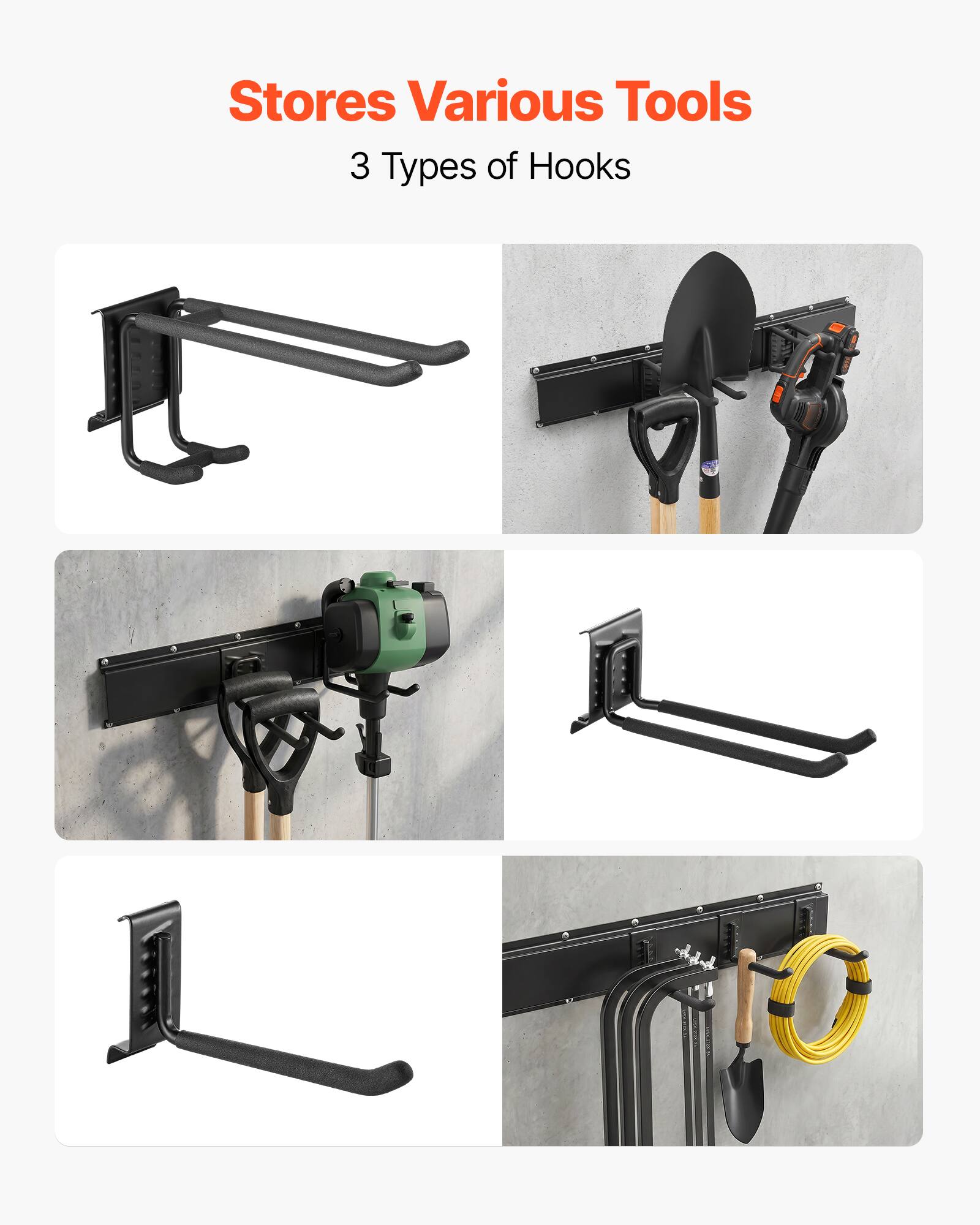 Stores Various Tools  
3 Types of Hooks