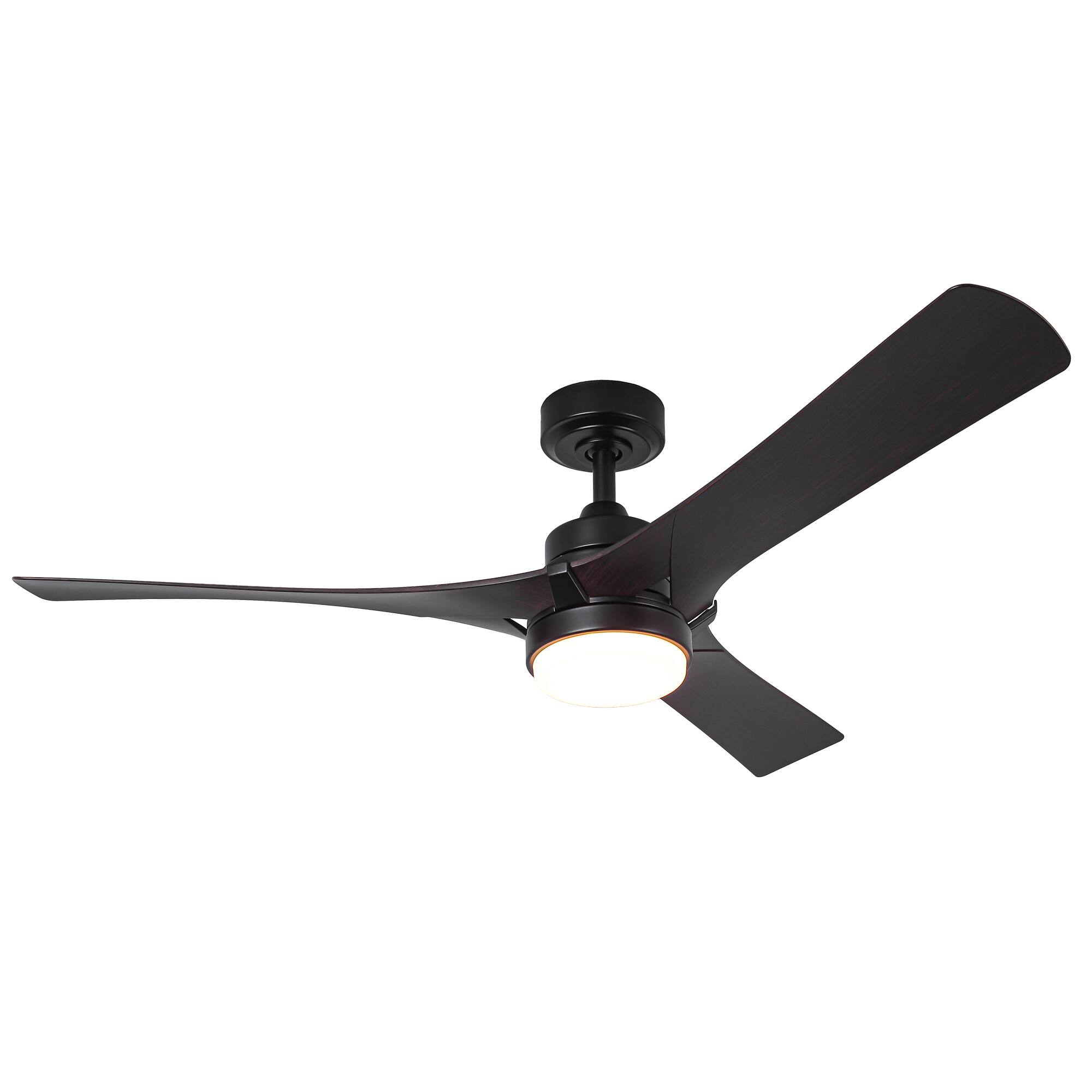 Back. Parrot Uncle - 52" Modern Black Dimming LED Ceiling Fan with Light and Remote - Black.