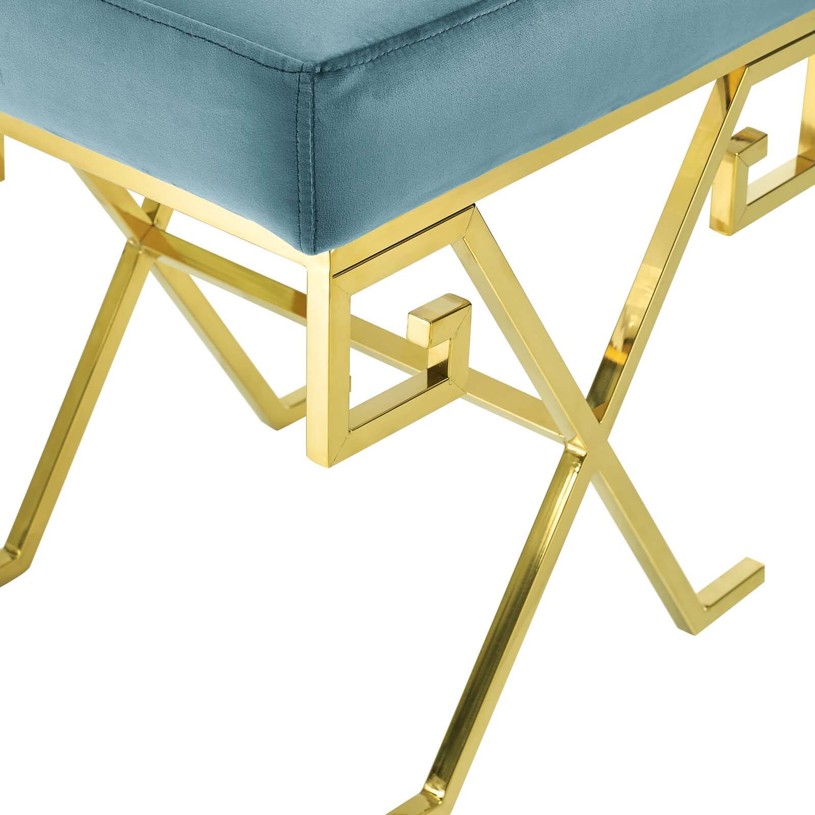 Alt View 2. Modway - Twist Performance Velvet Bench by Modway - Sea Blue.