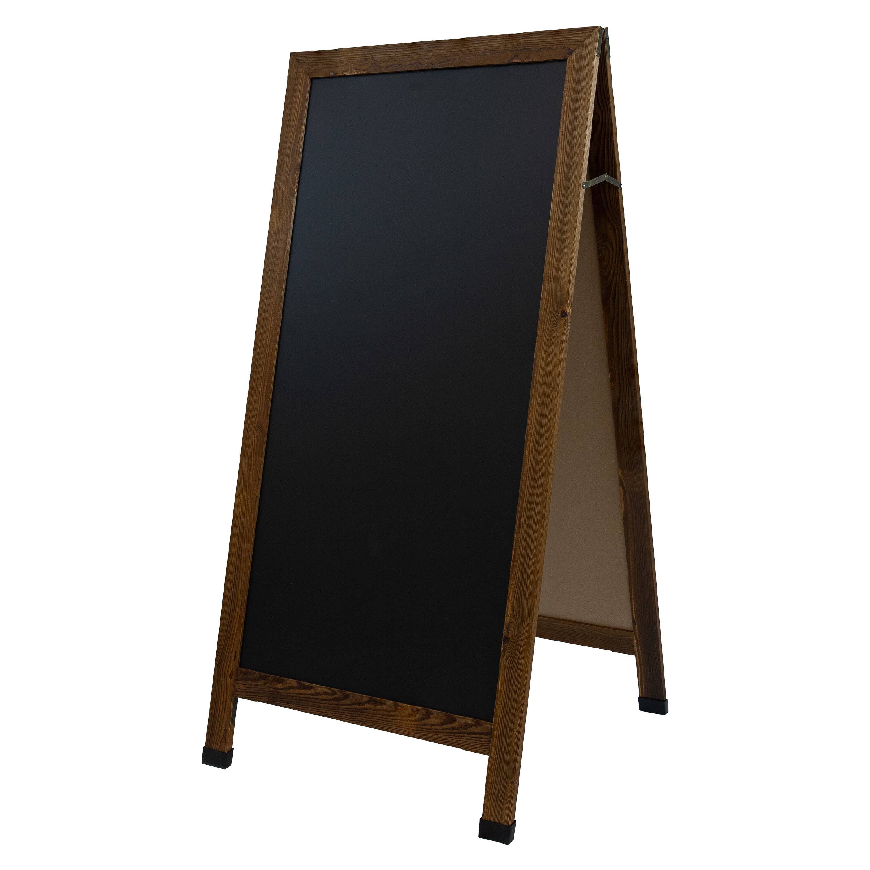 Alt View 3. Sunnydaze - 57" x 27" Chalkboard with Chalk and Eraser - Rustic Brown.