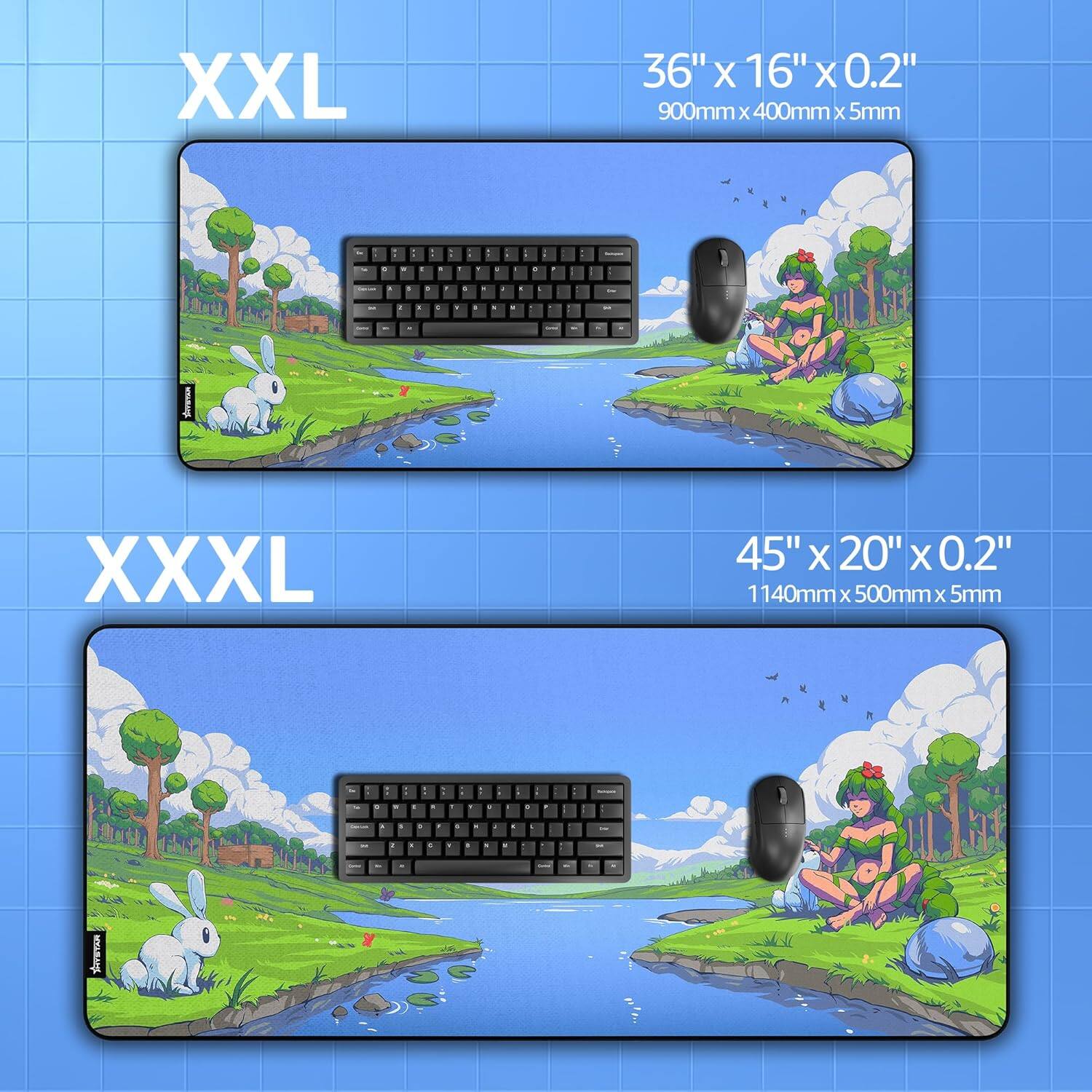 XXL 36" X 16" X 0.2" 900mm x 400mm x 5mm  
XXXL 45" X 20" X 0.2" 1140mm x 500mm x 5mm