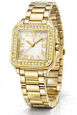 Von Breyer - Luna Womens Watch with a White Dial and a Diamond-Set Case - Gold