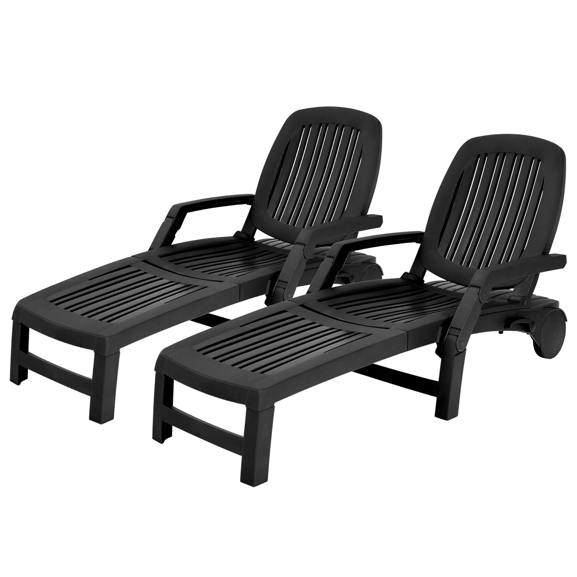 Alt View 1. Gymax - Gymax Set of 2 Patio Adjustable Chaise Lounge Chair Folding Sun Lounger Recliner Black - Black.