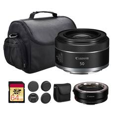 - Canon 50mm f/1.8 STM Lens
- Canon SDXC 64GB Memory Card
- Canon Lens Hood
- Canon Lens Cap
- Canon Lens Cap
- Canon Lens Cap
- Canon Lens Cap
- Canon Lens Cap
- Canon Mount Adapter EF-EOS R