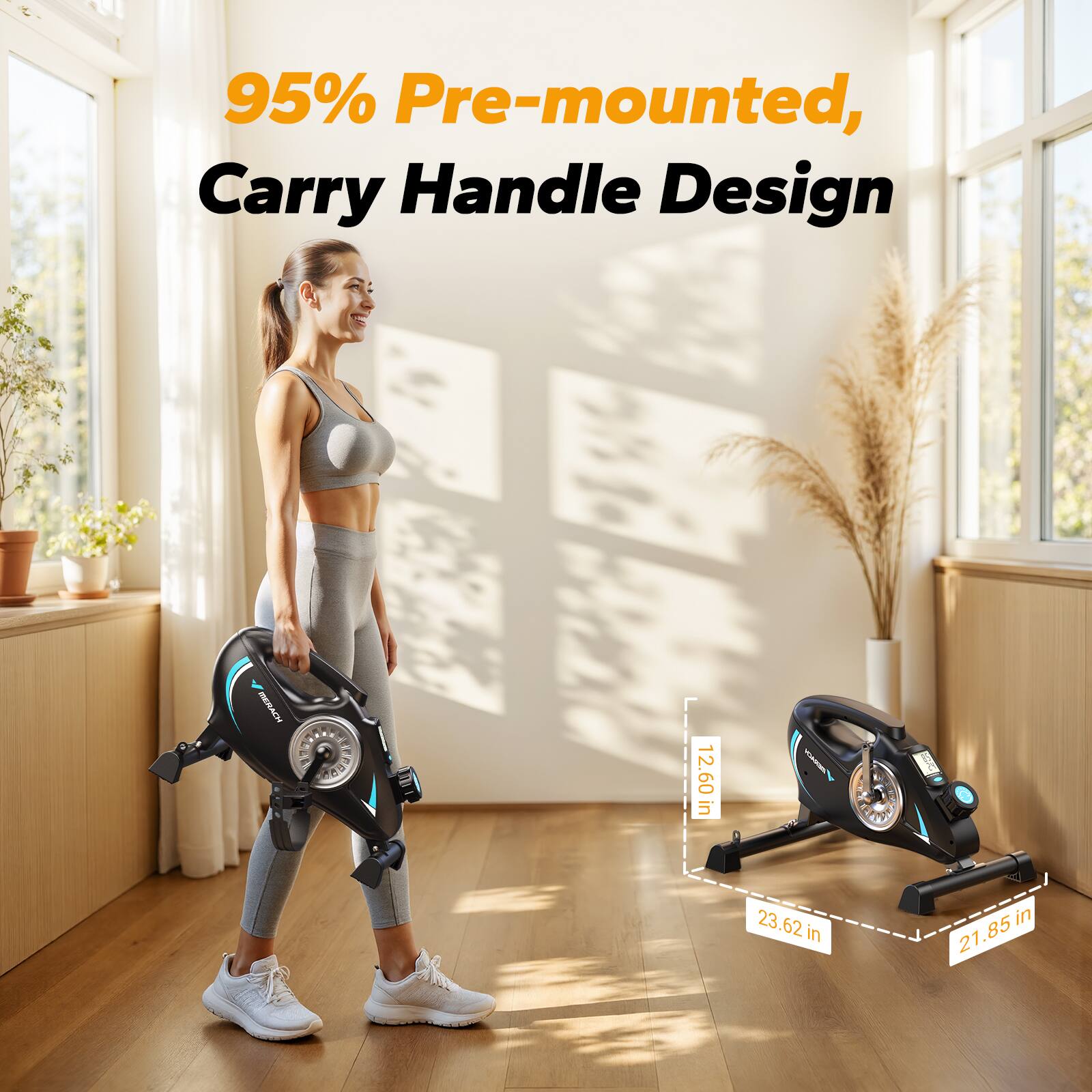 95% Pre-mounted, Carry Handle Design

12.60 in  
23.62 in  
21.85 in