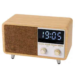 Dazzed Corner - Bluetooth Speaker Clock Radio,FM Radio with Dual Alarm - Wood