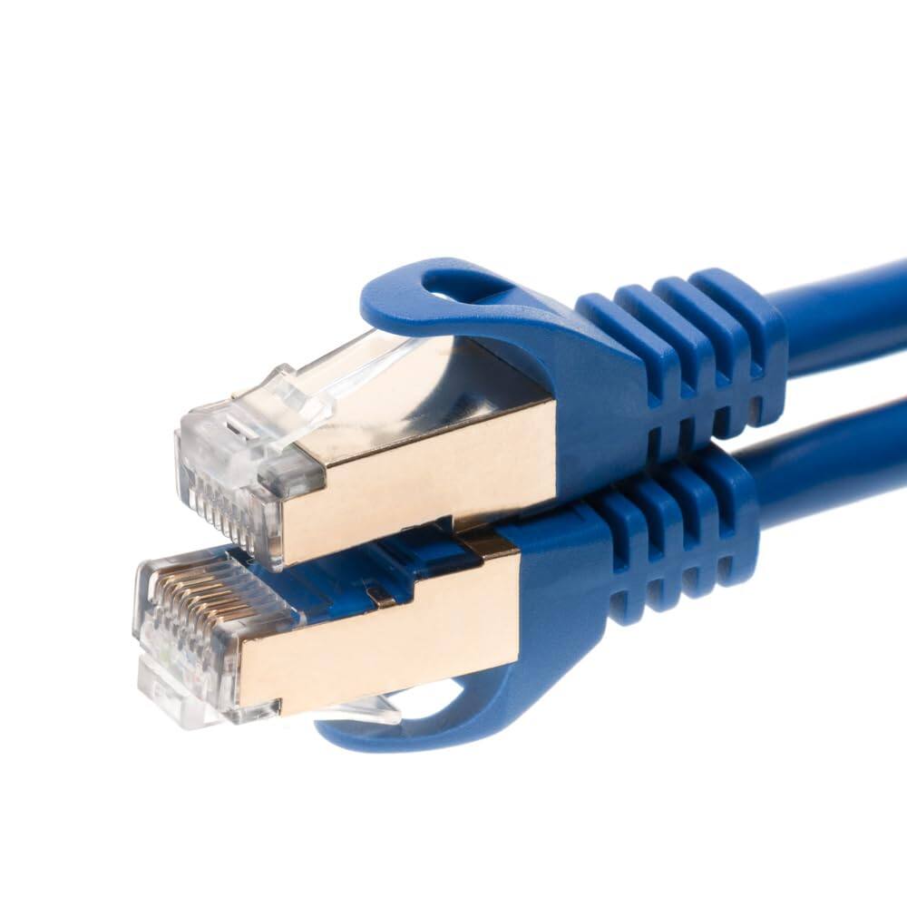 Angle. Cables Direct Online - Cat7 S/FTP Copper Ethernet Cable 10Gbps 600MHz Shielded RJ45 LAN Patch Cord for Gaming, Streaming & Networking, 25ft - Blue.
