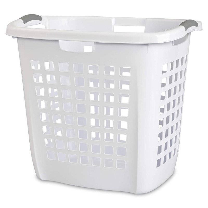 Angle. Hivvago - Set of 4 Heavy Duty Plastic Laundry Hamper Dirty Clothes Basket - White.