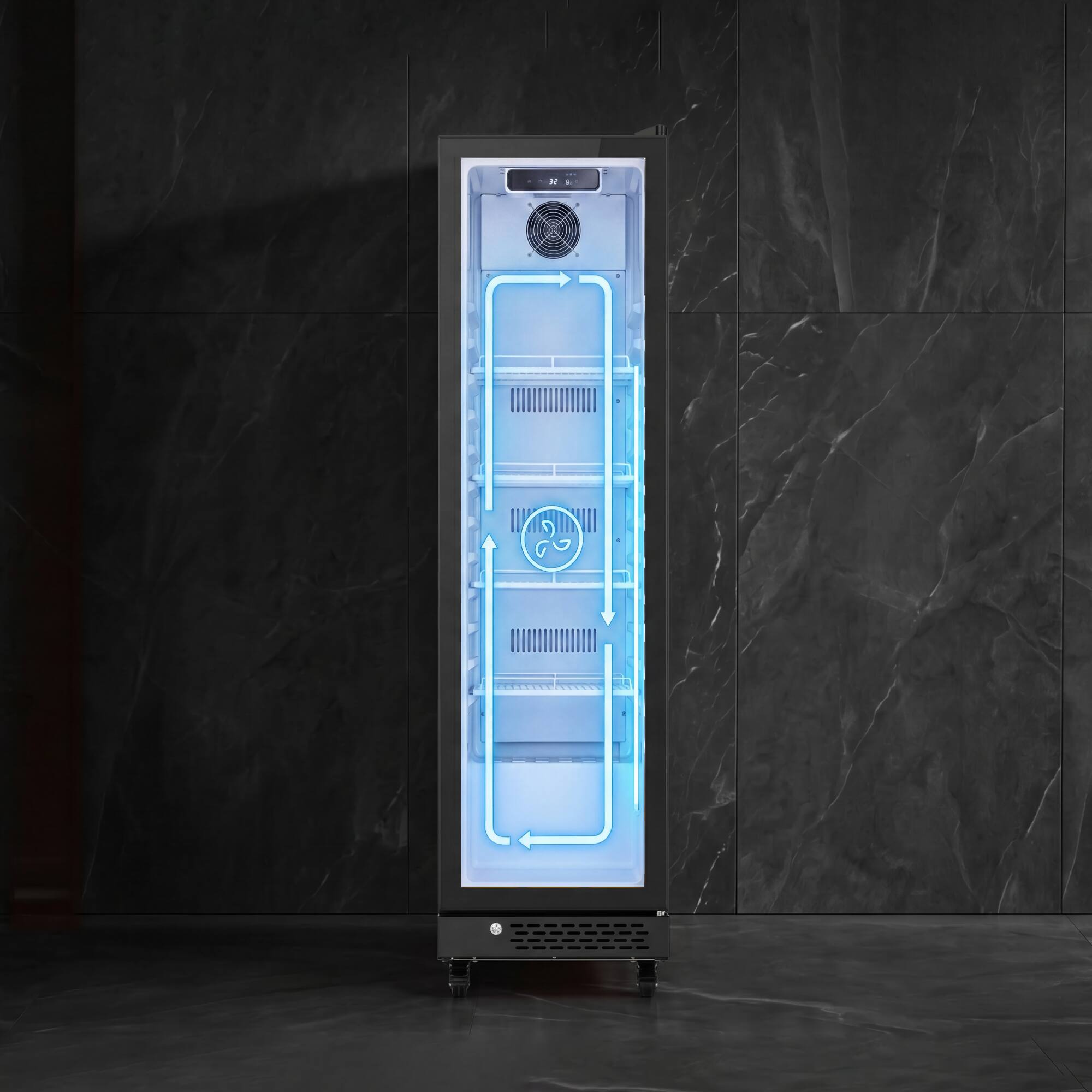 Alt View 5. Yeego - Commercial Beverage Display Refrigerator, 6.9 cu. ft. Glass Door, 204-Can, 32-50°F, for Small Shops - Black.