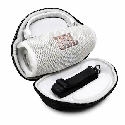 Front. JBL - Charge 6 Portable Waterproof Bluetooth Speaker with Carrying Case - White.
