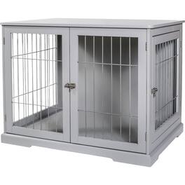 TRIXIE - Dog Crate, Wooden Indoor Kennel Furniture for Dogs Up to 25 lb - Gray