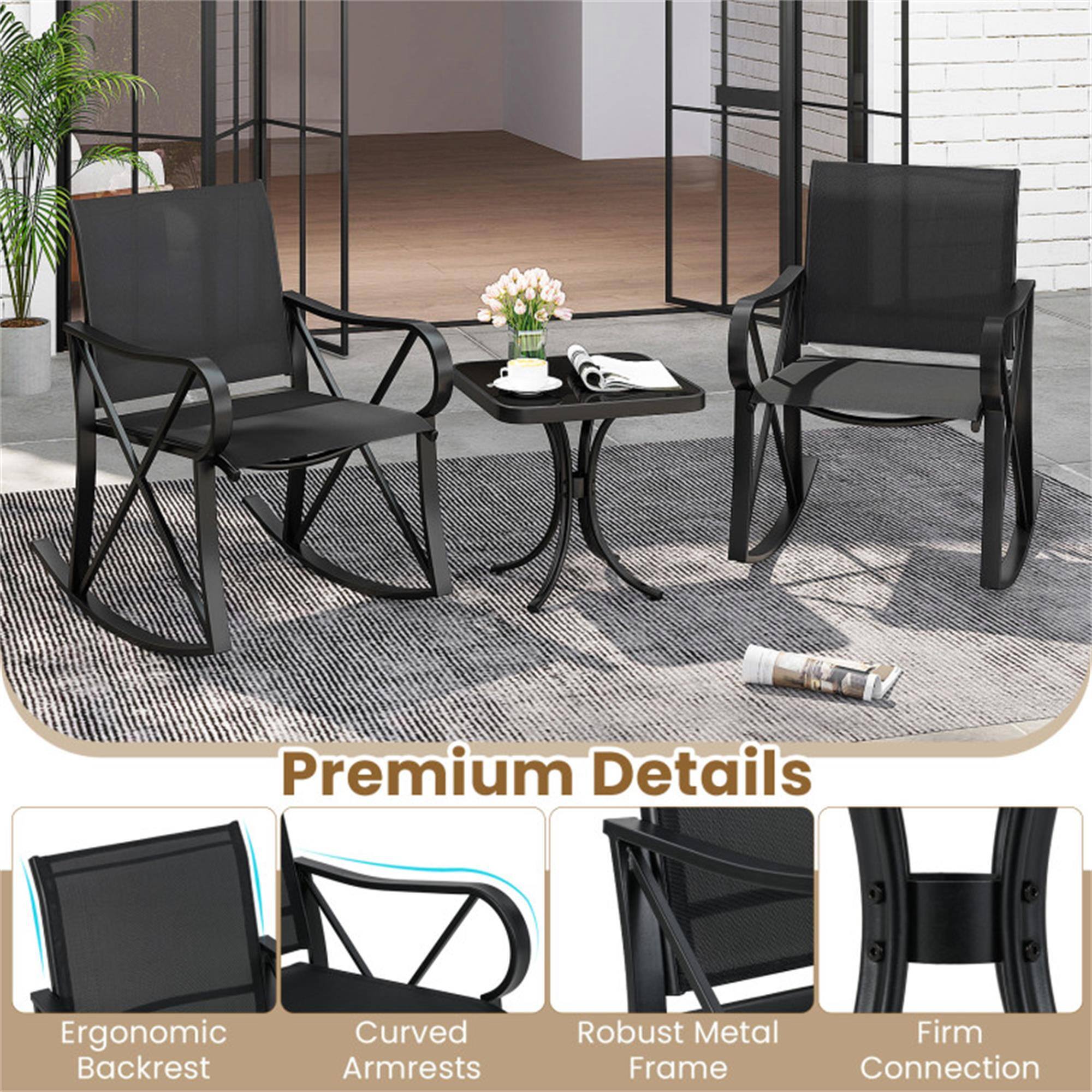 Premium Details  
Ergonomic Backrest  
Curved Armrests  
Robust Metal Frame  
Firm Connection
