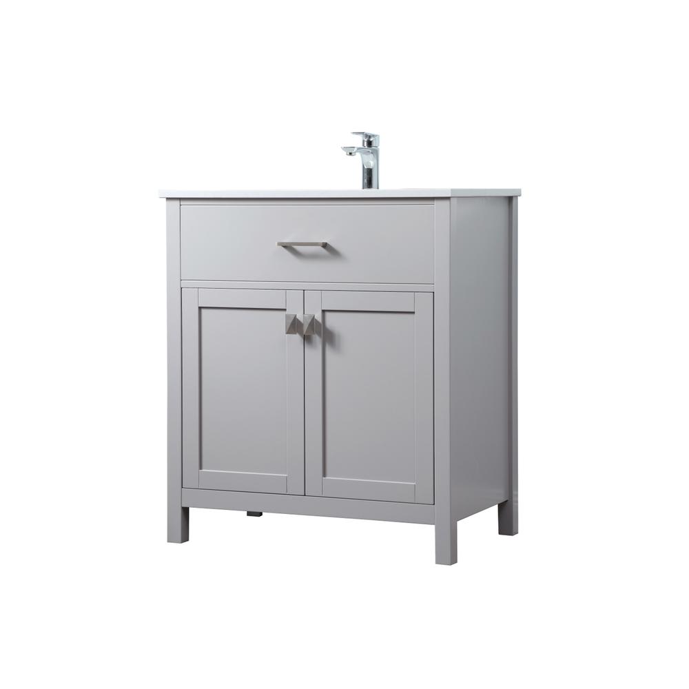 Alt View 4. Elegant Kitchen and Bath - 30 Inch SIngle Bathroom Vanity In Grey - Grey.