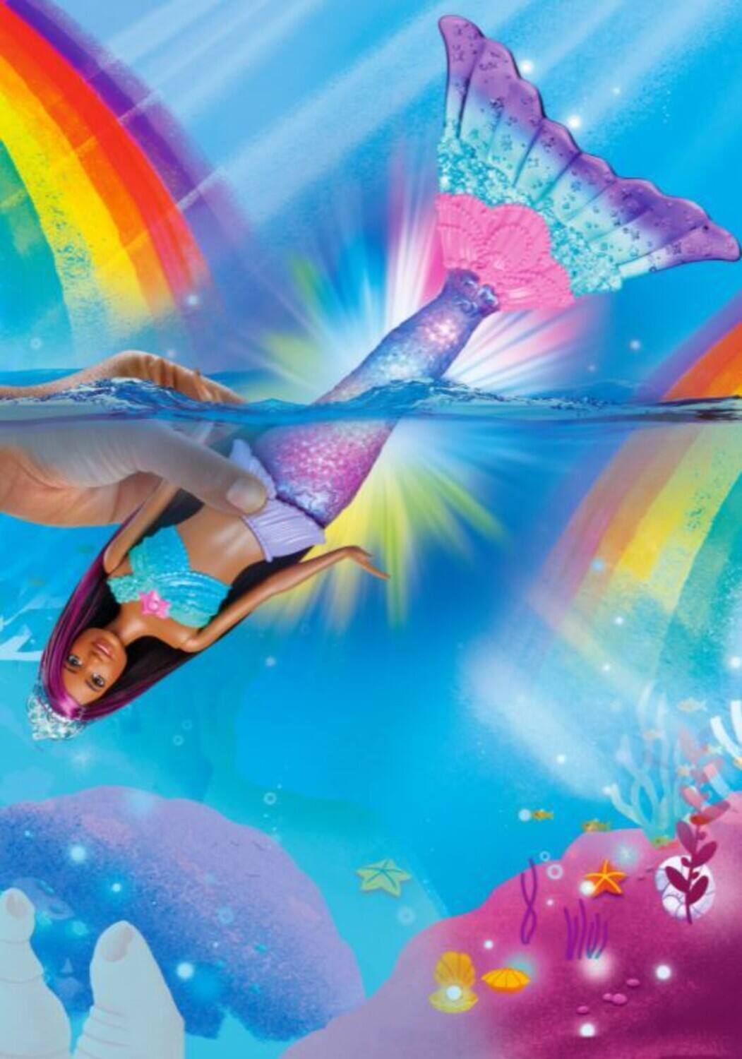 Alt View 4. Mattel - Barbie Barbie Dreamtopia Twinkle Lights Mermaid, Brunette with Purple Streaks   - Collectibles - Multicolor.
