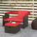 Alt View 3. Costway - Outdoor Patio Rattan Daybed with Retractable Canopy & Adjustable Backrests - Red + Mix Brown.