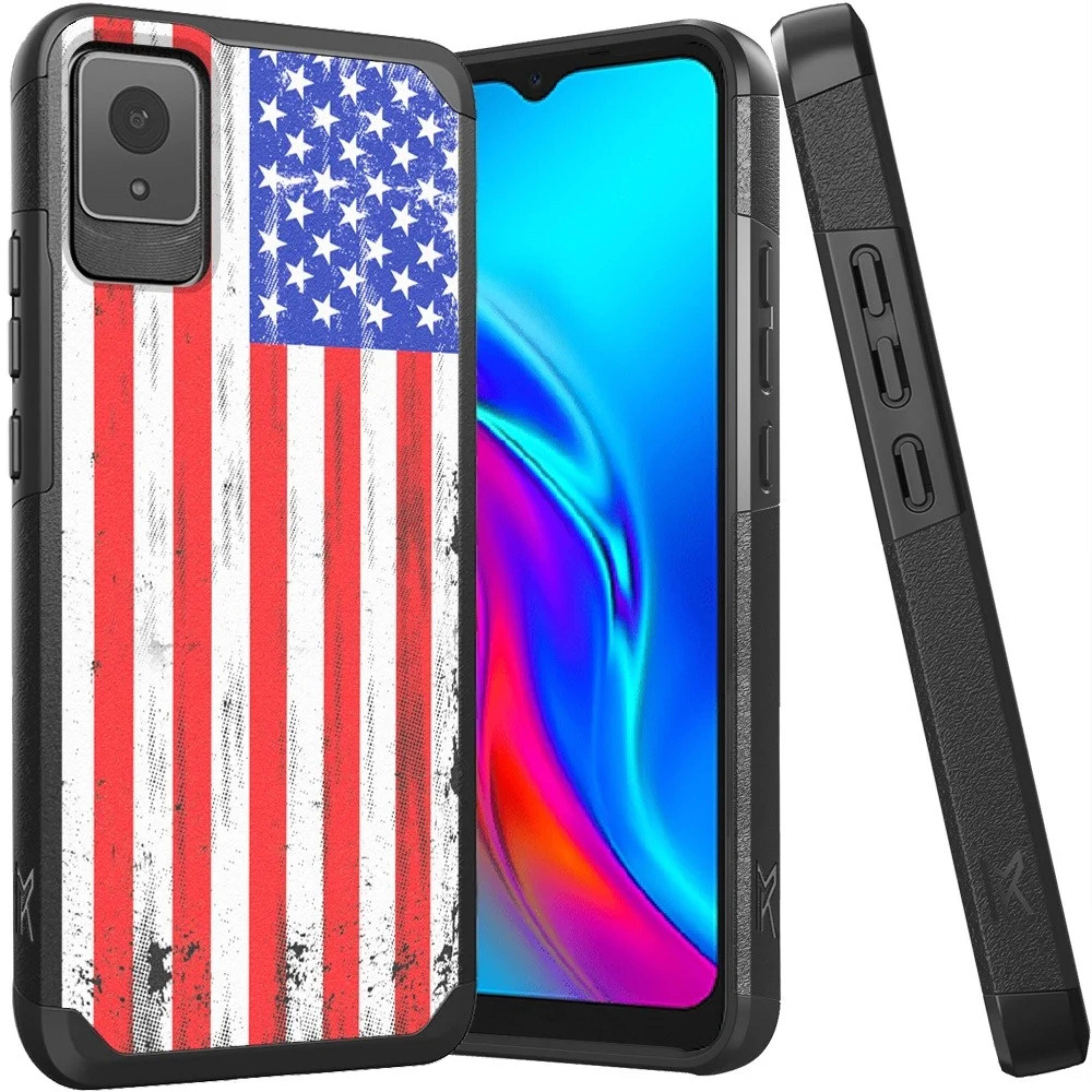 Front. Kitcheniva - Tough Strong Hybrid Design Protective Case With Tempered Glass For TCL K11 USA - Red Blue.