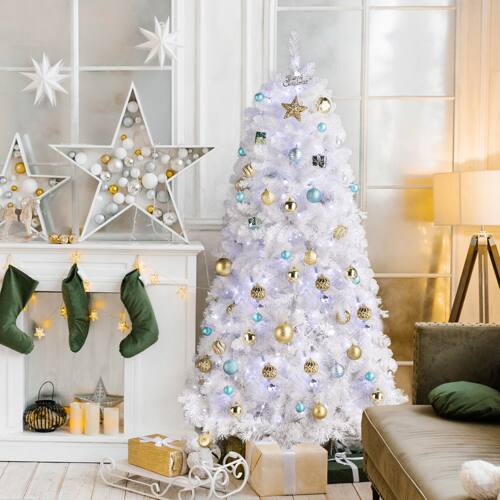 Alt View 7. Winado - 6 FT Artificial Christmas Tree with 300 LED Lights for Holiday Decorations - White.