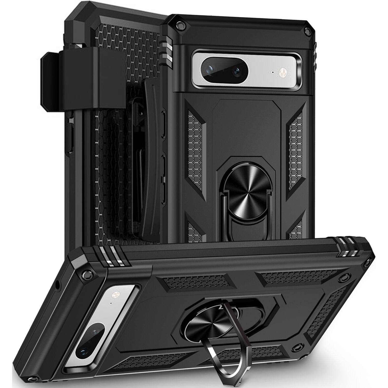 Alt View 12. SaharaCase - Military Kickstand Series with Belt Clip Case for Google Pixel 7a - Black.