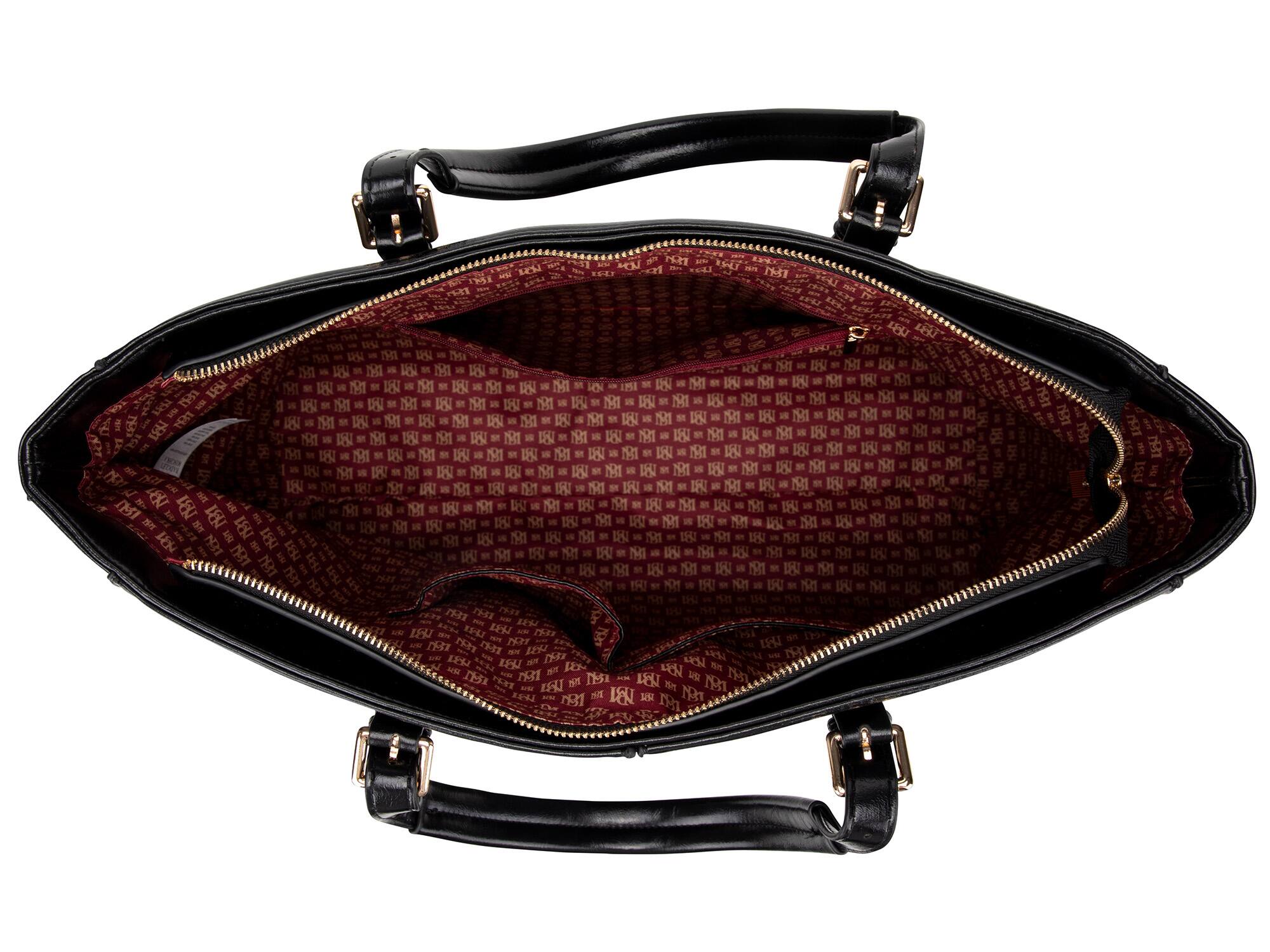 Left. Badgley Mischka - BADGLEY MISCHKA Julia Vegan Leather Weekender Duffel Bag | Black - Black.