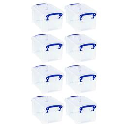 Really Useful Box - 1.6L Storage Container w/Snap Lid & Clip Lock Handle, 8 Pack - Clear