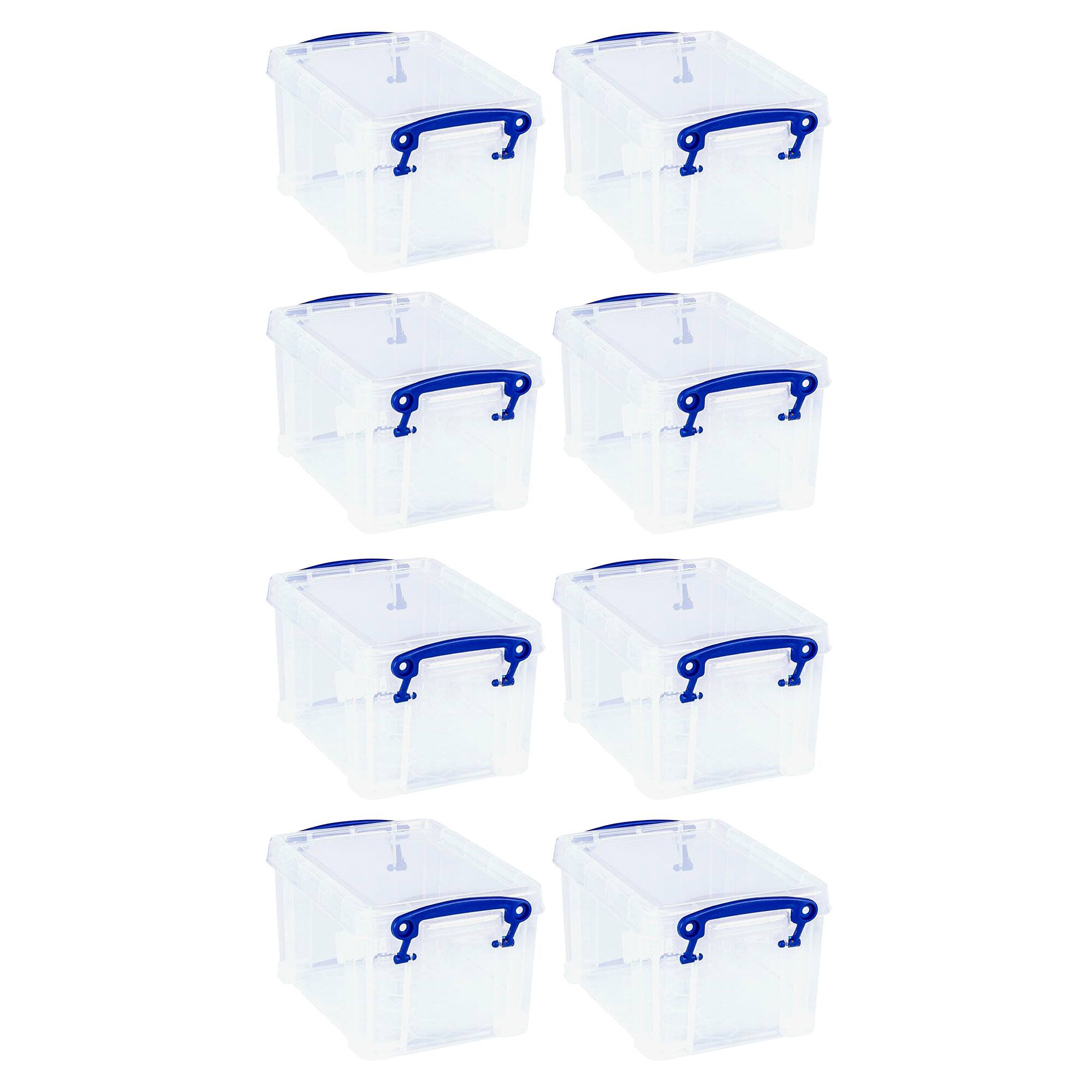 Front. Really Useful Box - Really Useful Box 1.6L Storage Container w/Snap Lid & Clip Lock Handle, 8 Pack - Clear.