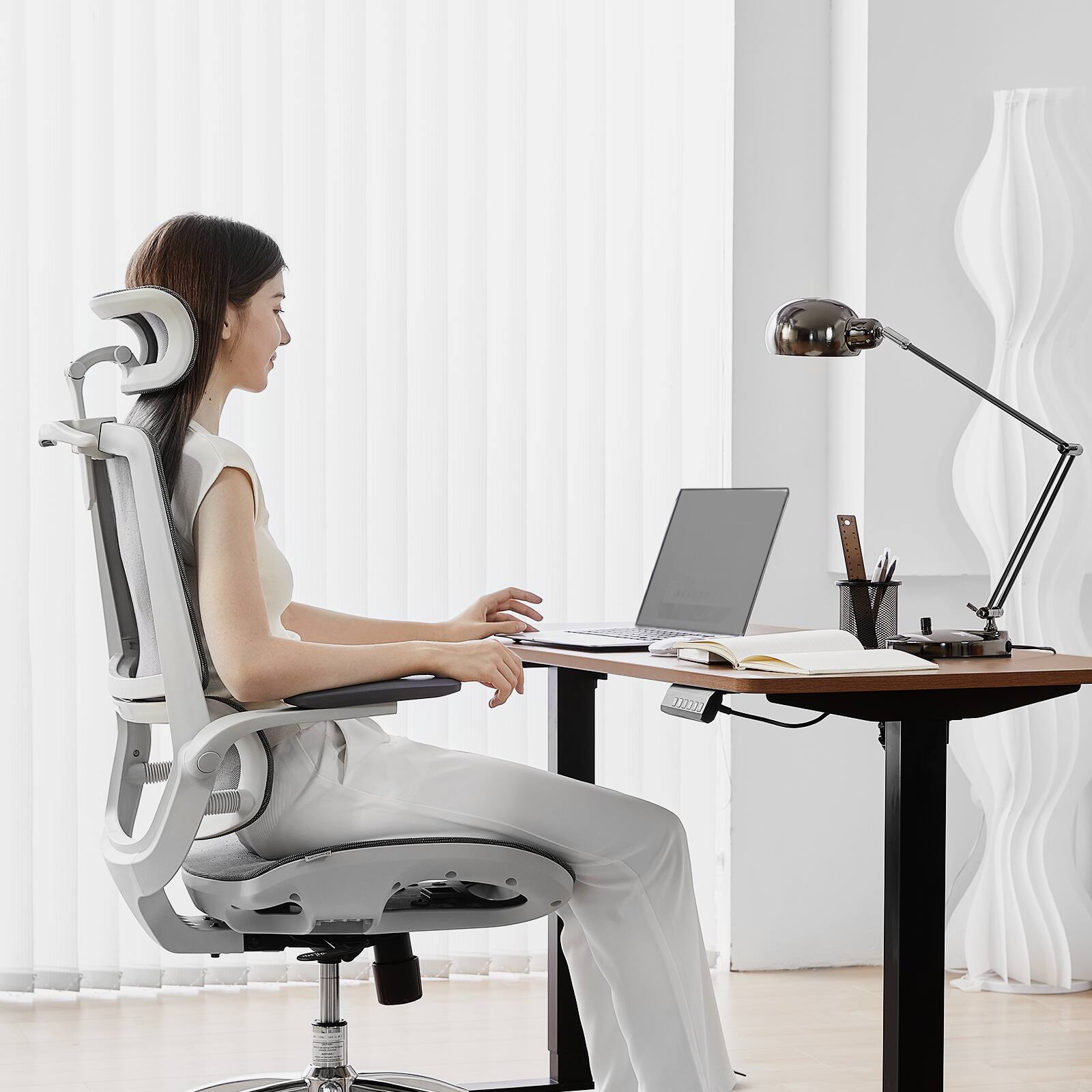 Alt View 7. SIHOO - M59AS Ergonomic Office Chair, Computer Chair with 3D Armrests, Dual Back Lumbar Support Desk Chair for Home Office - GRAY.