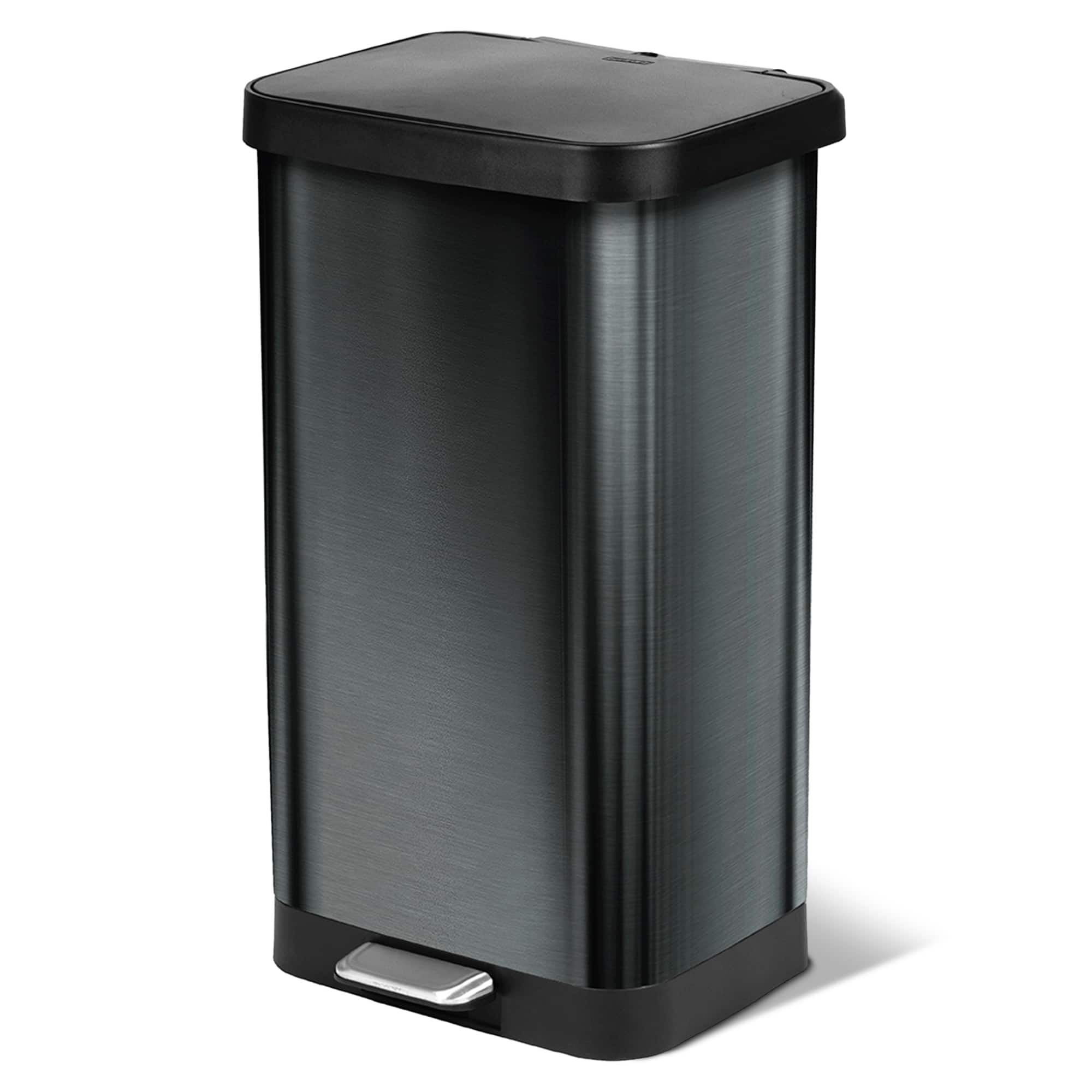 Glad - Step Trash Can, Soft Close Lid Bin with Odor Protection, 20 Gallon - PEWTER