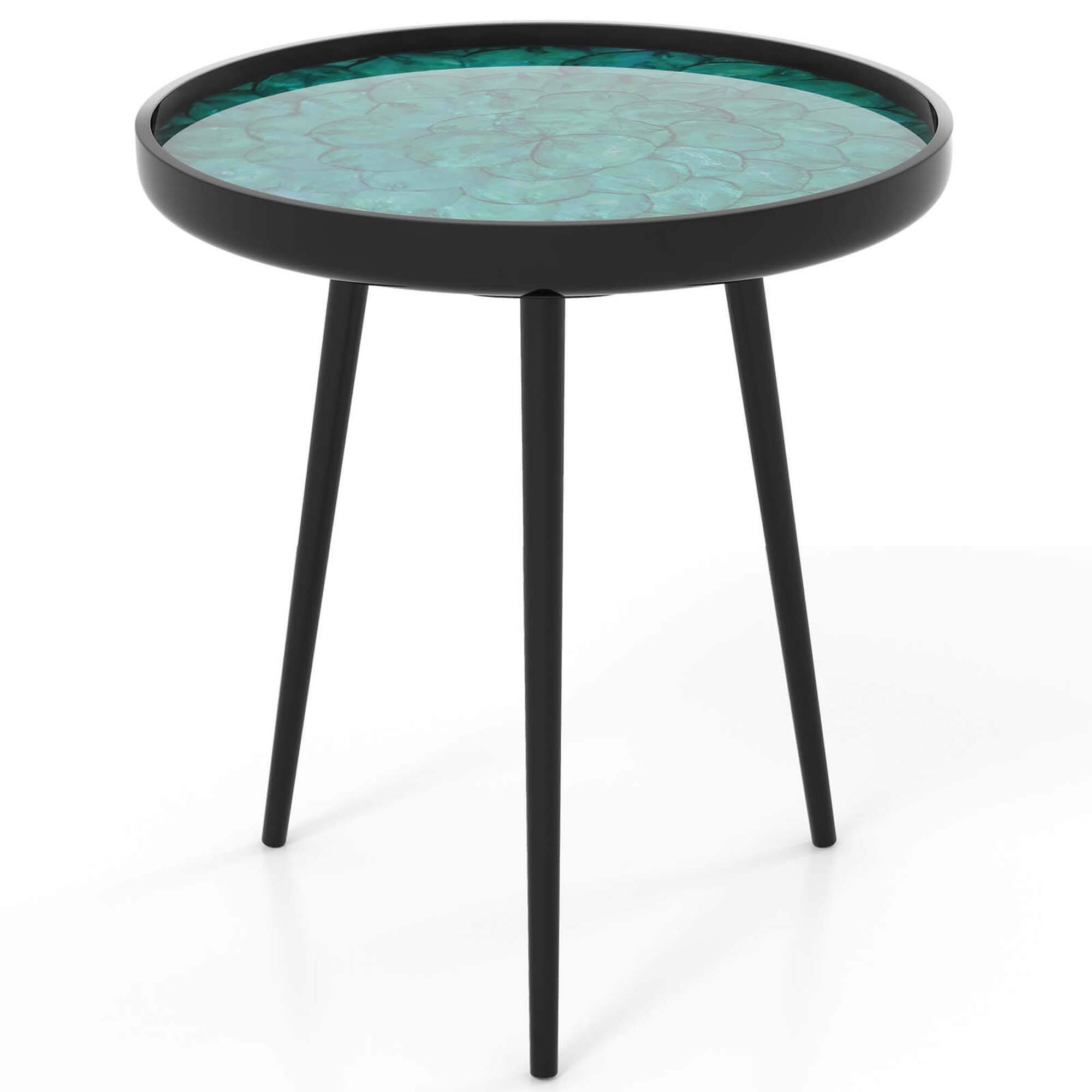 Alt View 9. Costway - Costway 20" Round End Table Mid-century Modern Coffee Table with Sea Shell Decoration - Green.