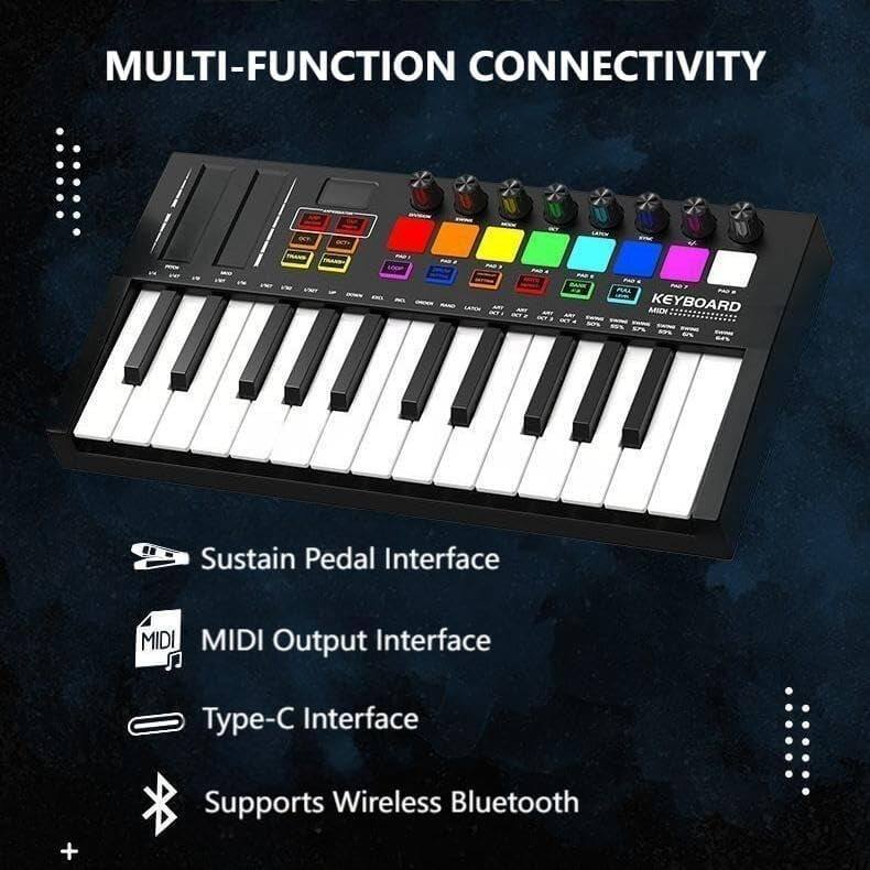 MULTI-FUNCTION CONNECTIVITY

- Sustain Pedal Interface
- MIDI Output Interface
- Type-C Interface
- Supports Wireless Bluetooth