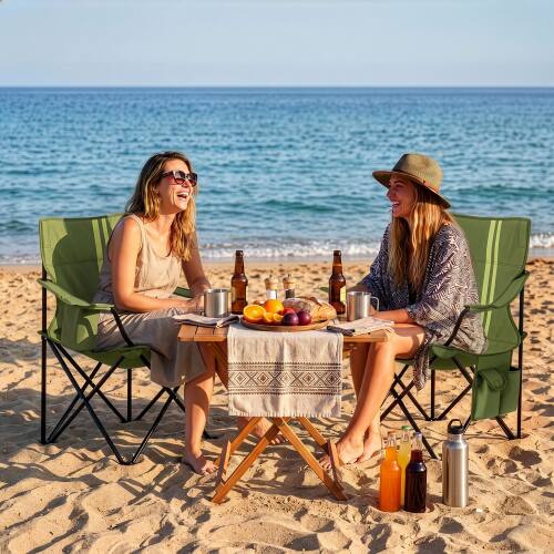 Alt View 8. Winado - 1PC Foldable Camping Chair with Cooler Bag, Cup Holder, Back Pockets Portable for Outdoor Camping Fishing Beach Chair - Green.