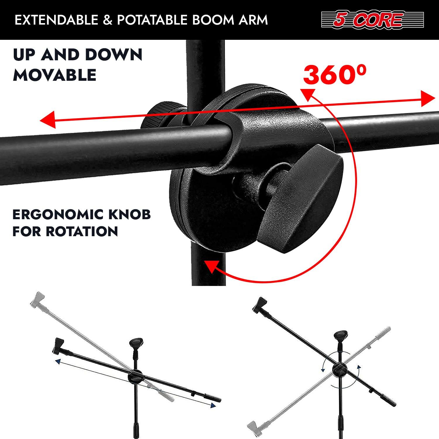 EXTENDABLE & POTATABLE BOOM ARM
UP AND DOWN MOVABLE
360°
ERGONOMIC KNOB FOR ROTATION