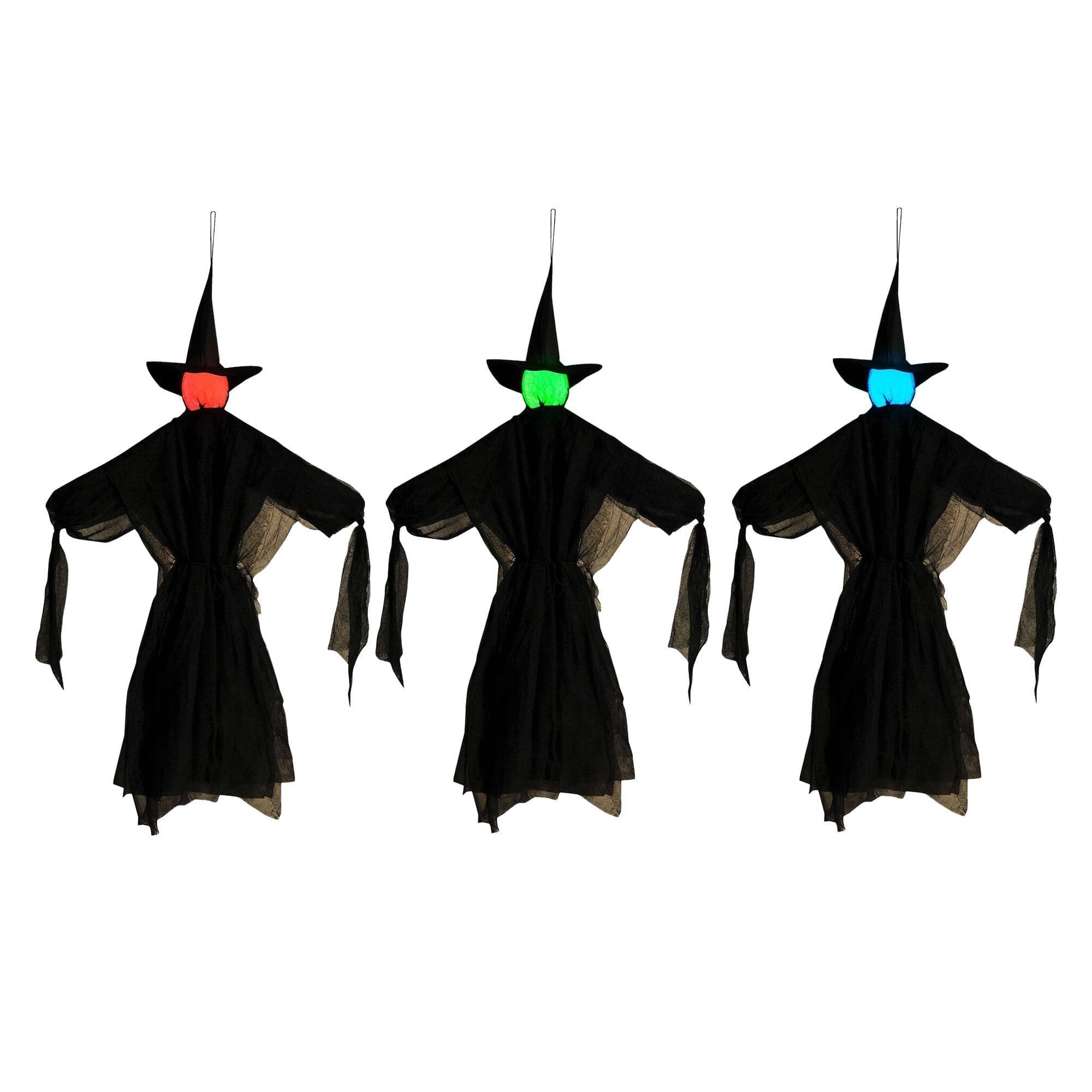 Alt View 1. Funworld - Light-Up Color Change Hanging Witches  | Set of 3 - Black.