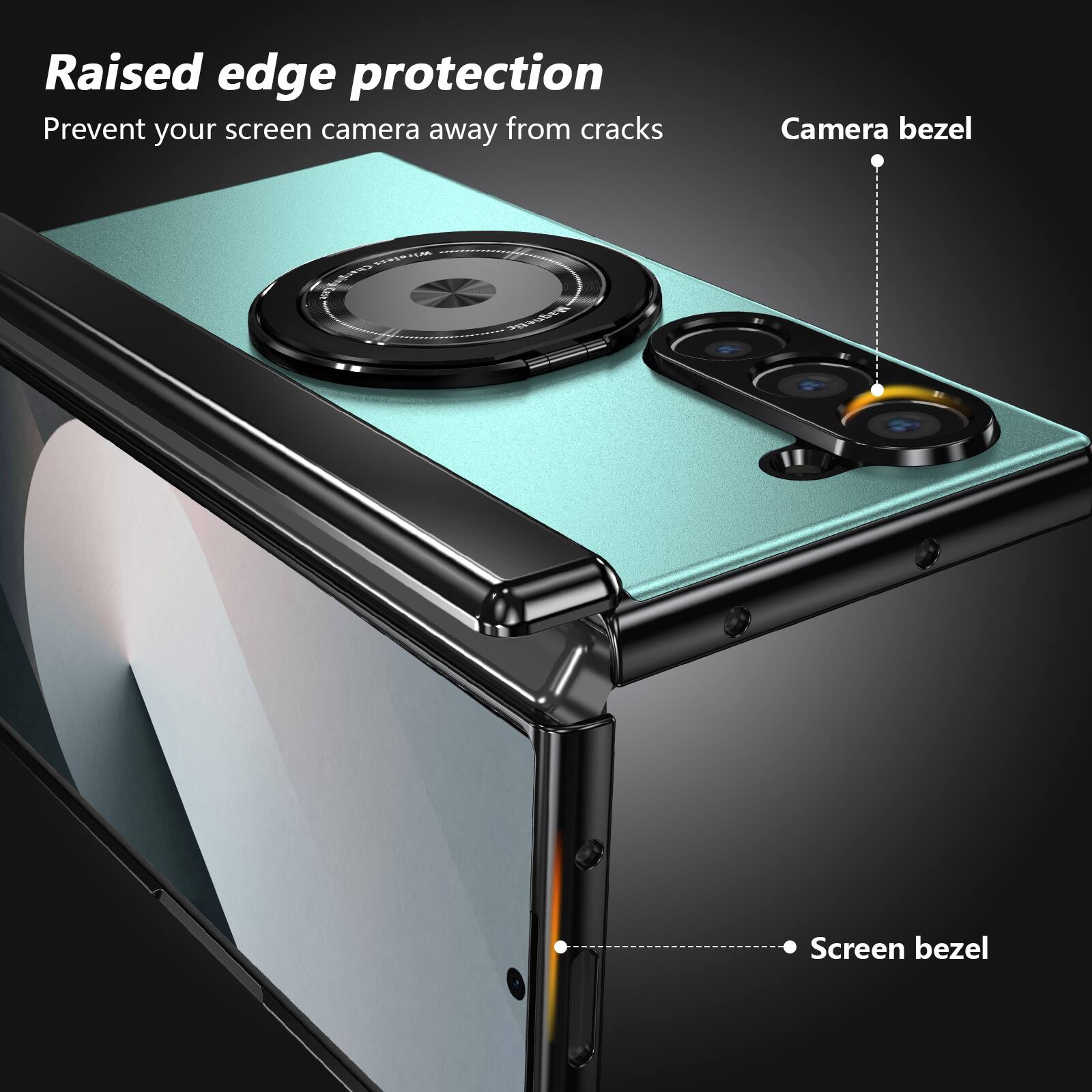 Raised edge protection  
Prevent your screen camera away from cracks  
Camera bezel  
Screen bezel