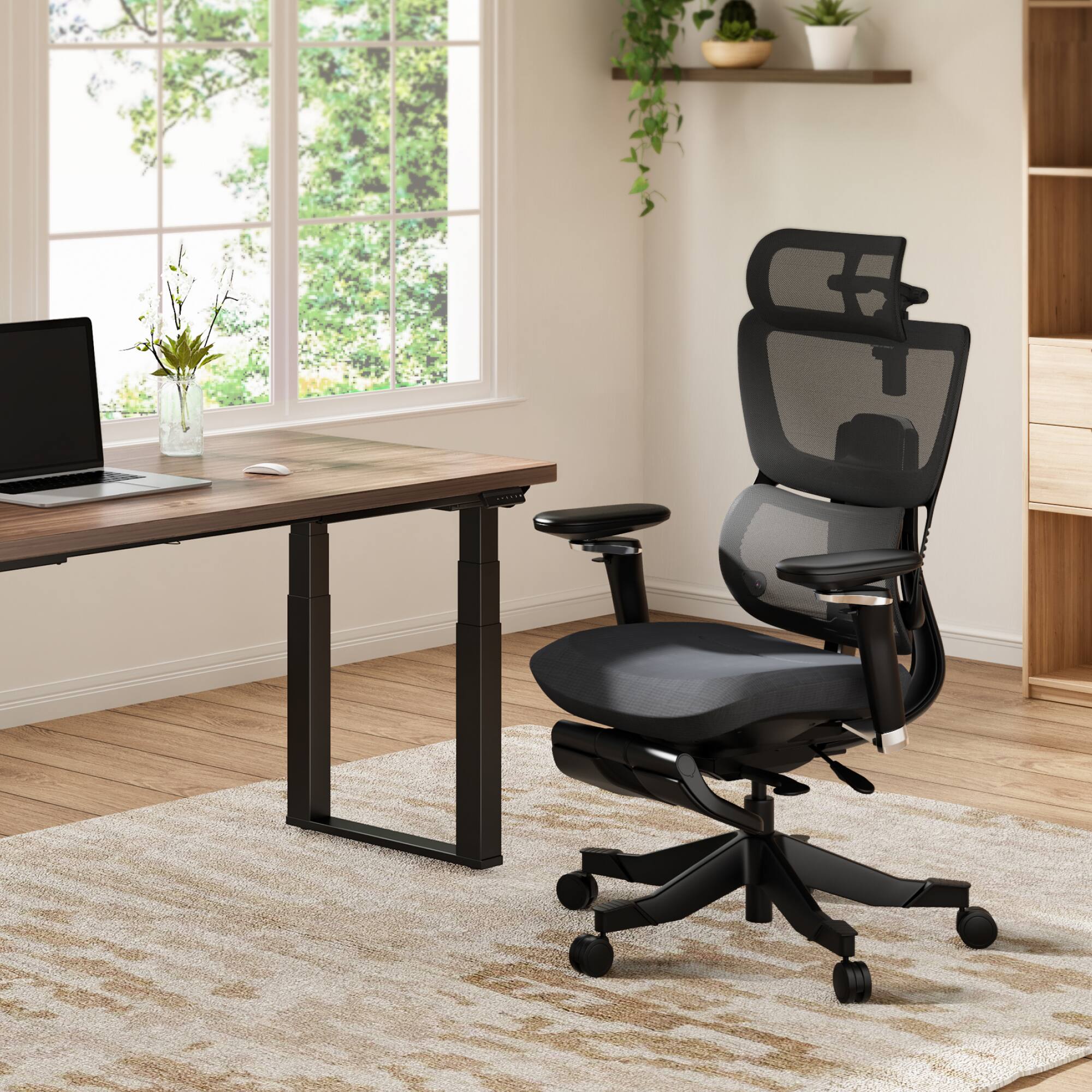 Left. FlexiSpot - C7 Max Series Premium Ergonomic Foam Seat Office Chair with Retractable Footrest - Black.