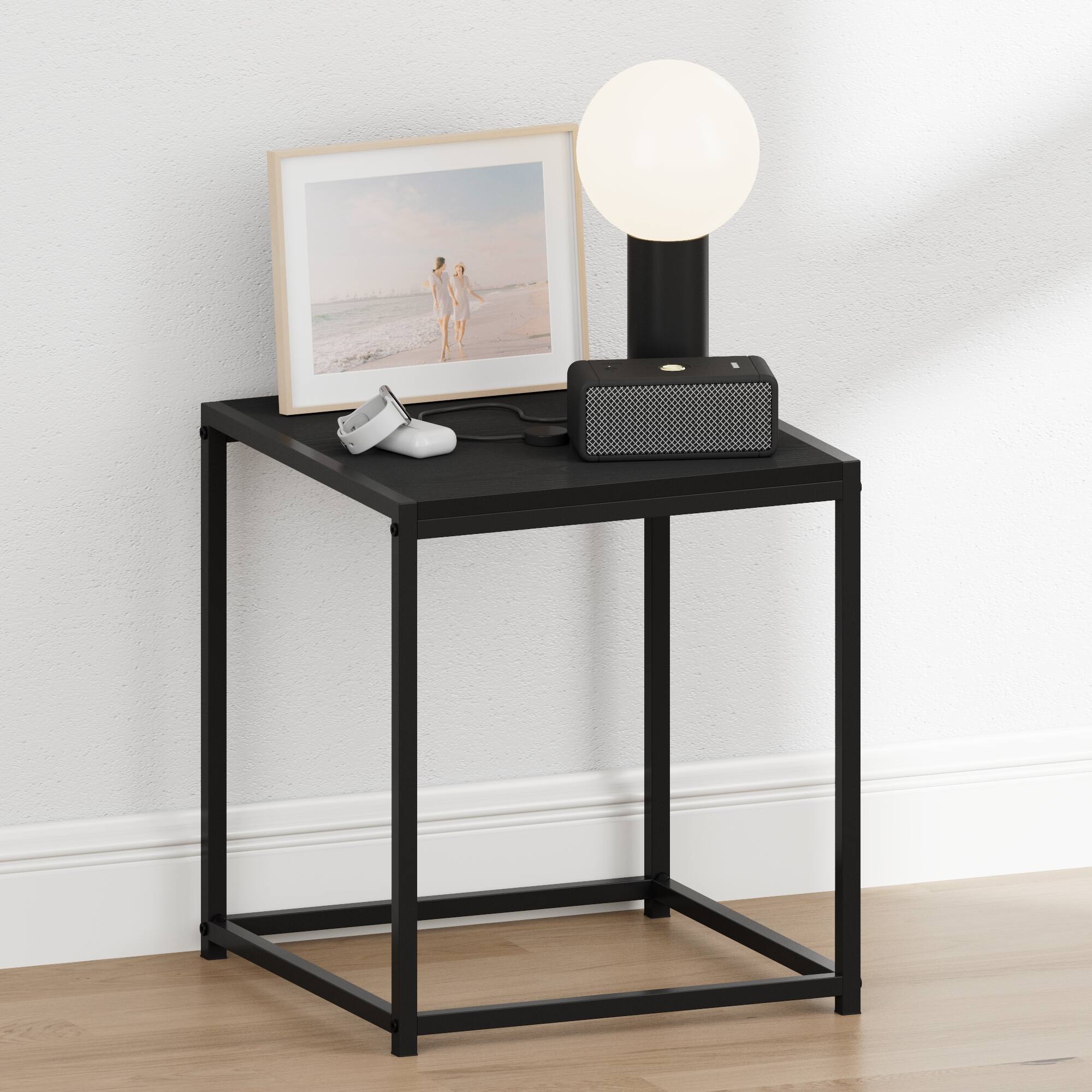 Alt View 1. Furinno - CAMNUS Night Stand, Metal Frame Nightstand, Toolless Side Table, End Table, Bedside Table - Americano.