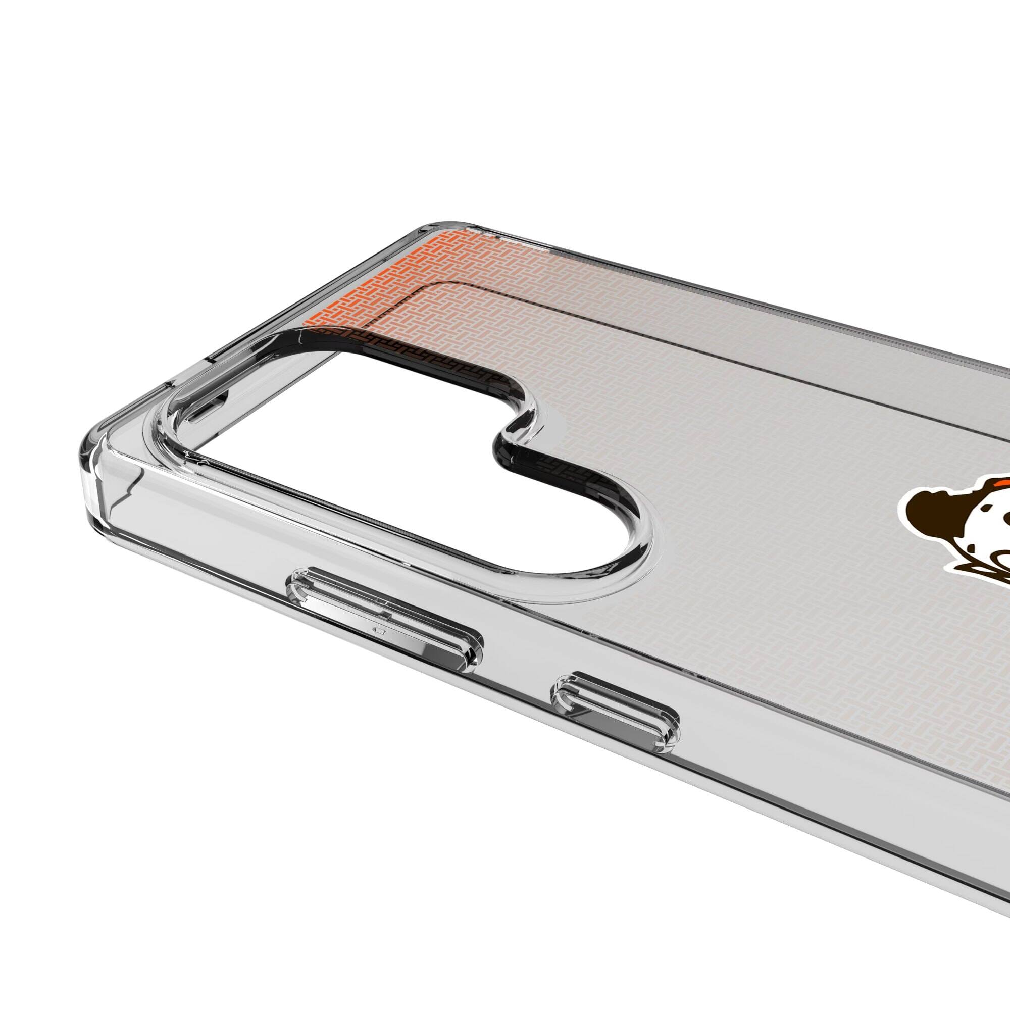 Alt View 2. Keyscaper - Cleveland Browns Linen Logo Galaxy Clear Case - S24 - Multicolor.