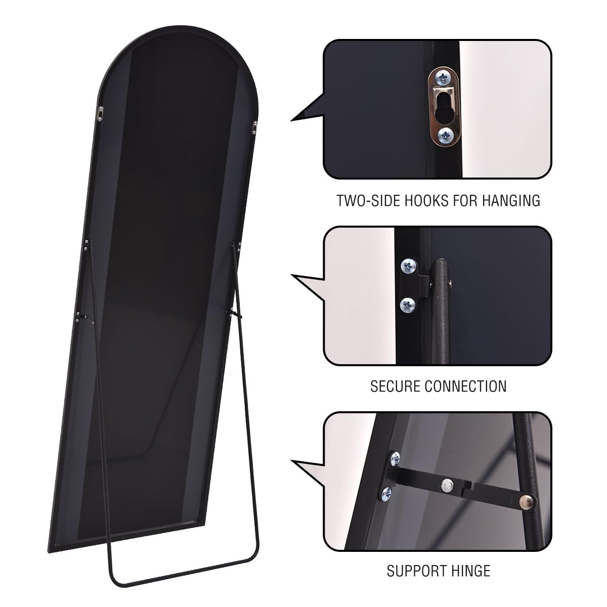 - TWO-SIDE HOOKS FOR HANGING
- SECURE CONNECTION
- SUPPORT HINGE