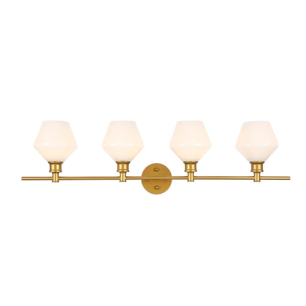 Alt View 9. Living District - Gene 4 light Brass and Frosted white glass Wall sconce - Brass And Frosted White Glass.