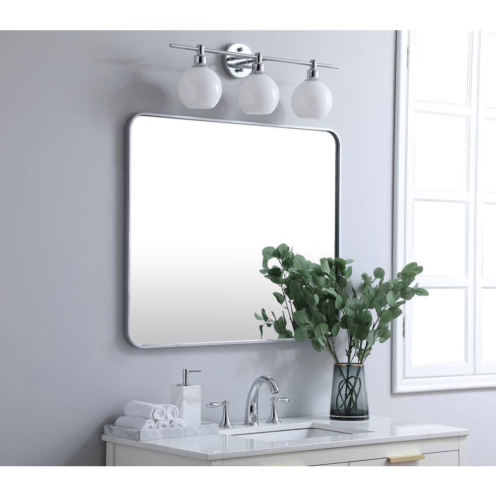 Alt View 4. Elegant Decor - Soft corner metal rectangular mirror 30x36 inch in Silver - Silver.