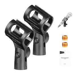 Neewer - BASICS 2-Pack Adjustable Microphone Clips, 28-35mm, w/ 3/8"-5/8" Adapters, MS019