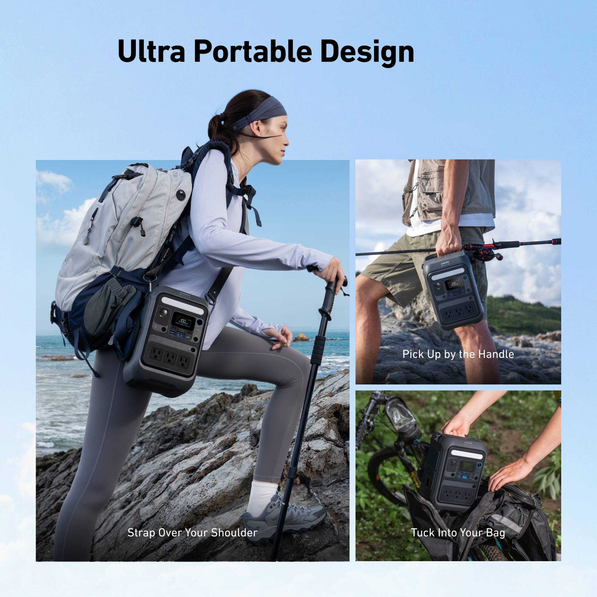 Ultra Portable Design

- Pick Up by the Handle
- Strap Over Your Shoulder
- Tuck Into Your Bag