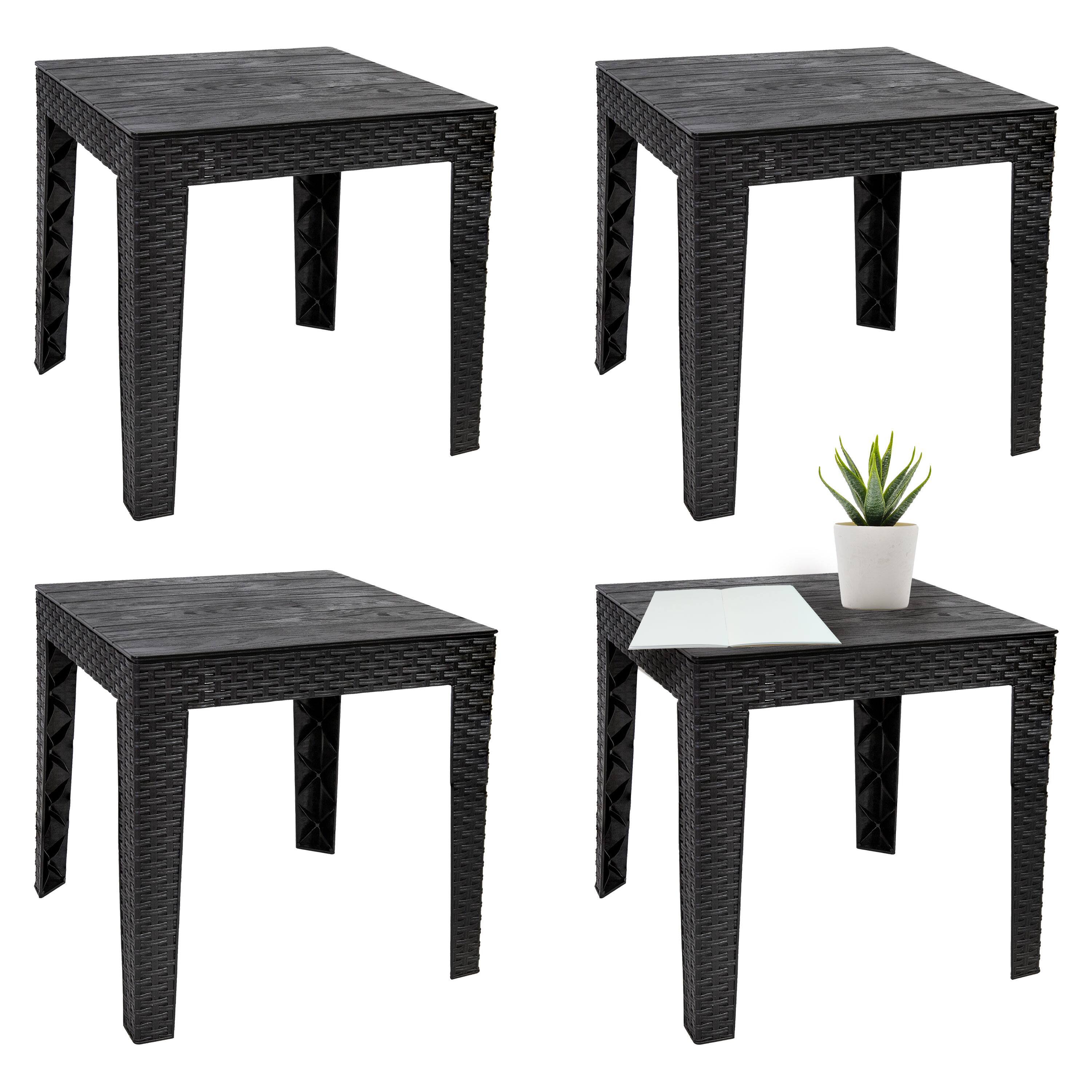 Alt View 8. Sunnydaze - 16.5" Square Weather-Resistant Outdoor End Tables - 4 - Black.